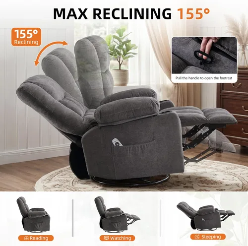 Vista 12 de MAHOMICO Silla reclinable Rocker con masaje y calor