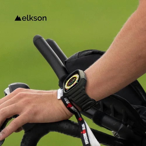 Vista 8 de elkson Funda con banda para Apple Watch Ultra de 49mm 3/2/1 con protector de pantalla de vidrio templado, Serie Quattro Pro resistente para correa