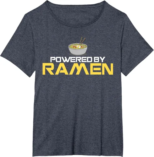 Vista 52 de Camiseta de fideos de anime japoneses Powered By Ramen, Negro, S