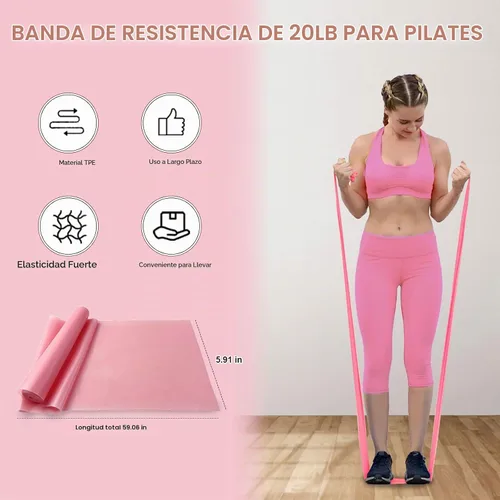 Vista 7 de KANGFITER Pilates Kit with Ankle Weight, Pilates Ring Ball, Resistance Band 11 piezas rosa