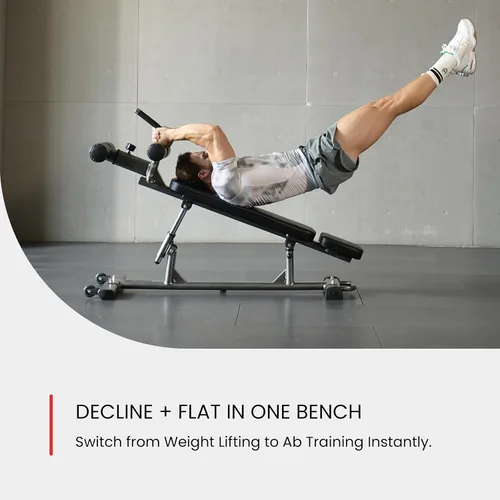Vista 9 de Finer Form Gym-Quality Adjustable Sit Up Ab Bench & Decline Weight Bench for Home Gym Strength Training.