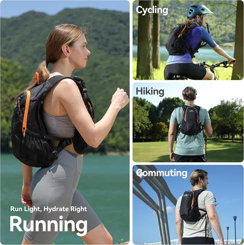 Vista 6 de MARCHWAY Mochila de hidratación ligera con correas estilo chaleco y bolsa de agua de TPU de 2.5 L, versátil y elegante paquete de múltiples