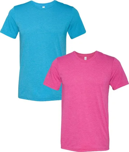 Vista 99 de Bella Canvas 3413c para hombre (1) Triblend verde + (1) Triblend rojo