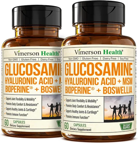 Vista 10 de Sulfato de glucosamina con ácido hialurónico, bioperina, MSM y Boswellia - Suplemento ocasional para aliviar las molestias en las articulaciones.