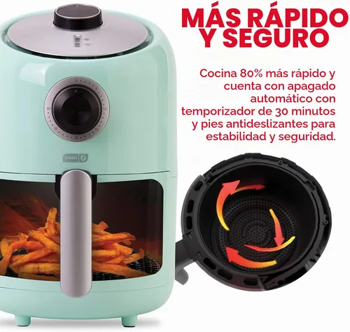 Vista 5 de DASH Horno freidora de aire compacto con control de temperatura, canasta antiadherente para freír, guía de recetas + función de apagado automático