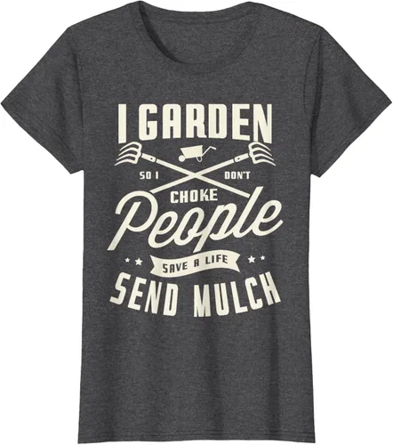 Vista 4 de I garden so I don't choke People save Life spend mulch T-Shirt, Negro