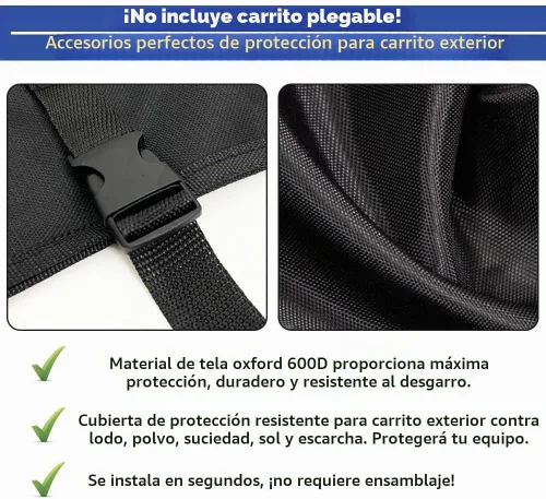 Vista 3 de Cubierta de Vagón Plegable Compatible con Carrito de Exterior y Jardín, Accesorios Antipolvo, 600D Resistente, 22"x17