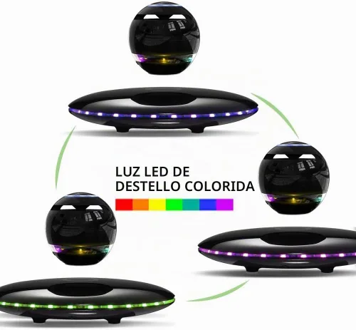 Vista 3 de Infinity Orb - Altavoz magnético con levitación Bluetooth 4.0 LED y flash flotante inalámbrico con micrófono y botones táctiles (negro)