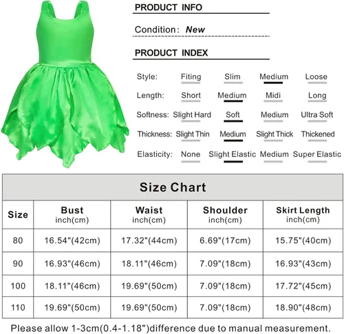 Vista 7 de Jurebecia Disfraz de princesa Tinkerbell para niñas, disfraz de Halloween, fiesta de cumpleaños, vestido de hada con alas