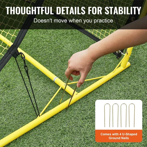 Vista 6 de VEVOR Soccer Trainer，Portable Soccer Rebounder Net, Iron Soccer Practice Equipment, Sports Football Rebounder Wall with Portable Bag, Perfect for