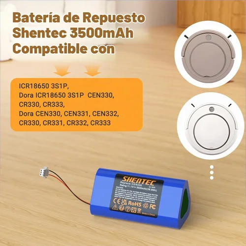 Vista 2 de Shentec - Batería compatible con ICR18650 3S1P, CEN330 (3500 mAh, 11,1 V)