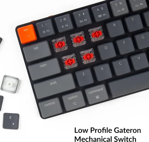 Vista 4 de Keychron K7 teclado mecánico inalámbrico ultra delgado de 68 teclas Bluetoothcable con interruptor rojo mecánico Gateron de perfil bajo