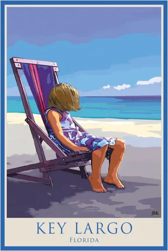 Vista 7 de Key Largo Florida Girl in Beach Chair Giclée Art Print Póster de Alla Prima Painting por la artista Joanne Kollman 9 x 12 pulgadas