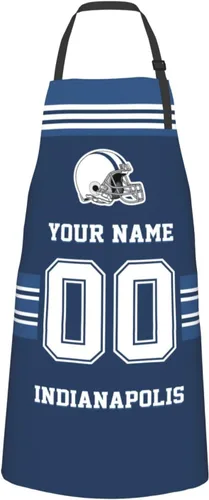 Vista 39 de Delantales personalizados del estilo del fútbol, delantal personalizado de la cocina del nombre y del número, delantales impermeables modificados