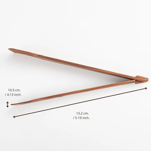 Vista 3 de Pinzas para ensalada de primavera súper delgadas: servidor de mano de ensalada de madera de teca de 0.1 x 0.1 x 12 pulgadas de utensilios de cocina