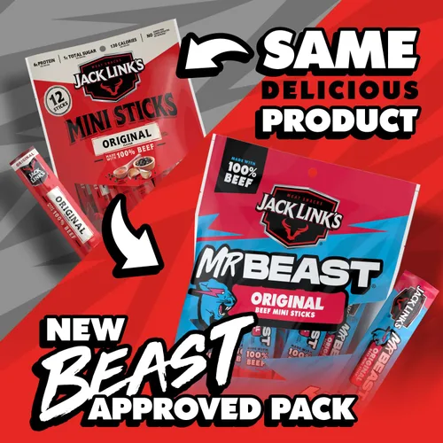 Vista 3 de Jack Link's MrBeast Original Mini Palitos de Cecina de Carne