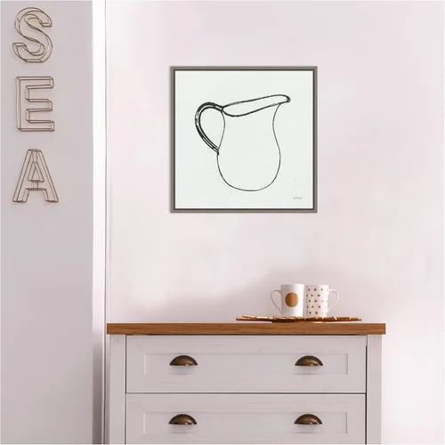 Vista 7 de Amanti Art Lienzo enmarcado para pared, diseño de jarra retro (cocina) por Kathrine Lovell (16 pulgadas de ancho x 16 pulgadas de alto), marco