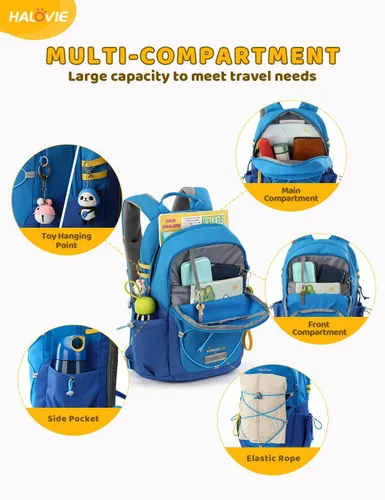 Vista 2 de HALOVIE Mochila de viaje pequeña para niños, mochila preescolar, mochila escolar al aire libre, jardín de infantes, niños y niñas