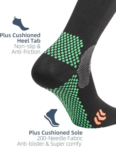 Vista 3 de Rolxmed Calcetines deportivos de compresión para correr, fútbol, béisbol, para jóvenes, mujeres y hombres, 15-20 mmHg, ajuste delgado (1 par3 pares)