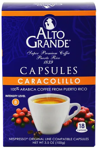 Vista 9 de Alto Grande Caracolillo Cápsulas de café, 100% arábica de Puerto Rico, 18 unidades, intensidad 8, cápsulas de espresso de una sola porción