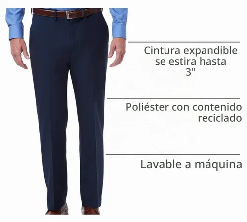 Vista 4 de Haggar Pantalón de vestir de ajuste clásico prémium para hombre Azul