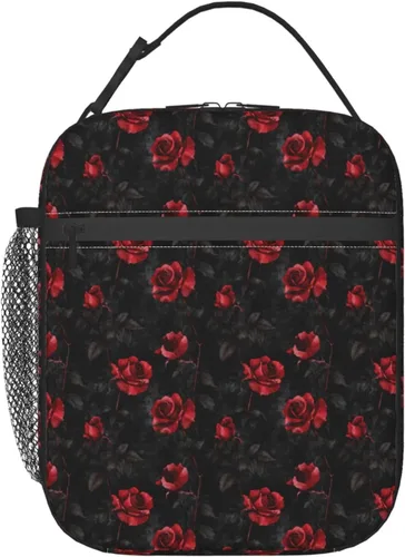Vista 15 de Lonchera con diseño de margaritas para mujeres, niños, niñas y hombres, lonchera aislada, bolsa de almuerzo para adultos, bolsa de almuerzo