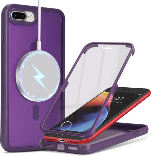 Vista 43 de Funda para iPhone 8 Plus con protector de pantalla, compatible con Magsafe, para iPhone 7 Plus, protector de pantalla integrado, funda delgada