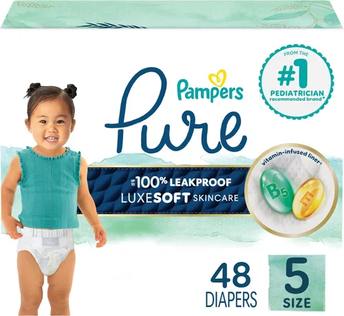 Vista 17 de Pañales para recién nacido/talla 1 (8-14 libras), 35 unidades – Pampers Pure Protection desechables para bebé, protección hipoalergénica y sin