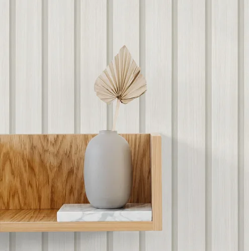 Vista 4 de NextWall Stacy Garcia Home - Papel tapiz autoadhesivo con listones de madera sintética (paloma)
