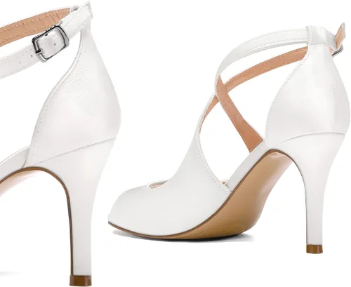 Vista 4 de mysoft Sandalias de tacón con punta abierta para mujer, de tacón alto, con tiras cruzadas, elegantes zapatos de vestir de graduación