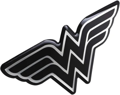 Vista 3 de Fan Emblems Wonder Woman - Calcomanía cromada para automóvil, logotipo clásico (negro y cromado)