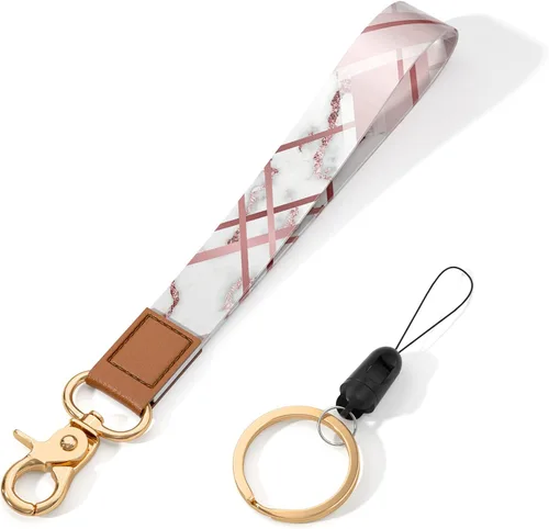 Vista 20 de Cordón de muñeca para llaves, lindo cordón de correa de muñeca, soportes para llavero, llavero de pulsera, correas de muñeca para llaves Flor negra