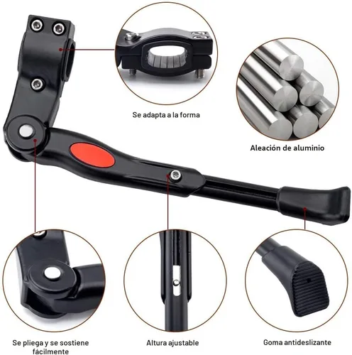 Vista 2 de UHACKER Soporte lateral trasero ajustable para bicicleta de aluminio para bicicletas de 22"-26