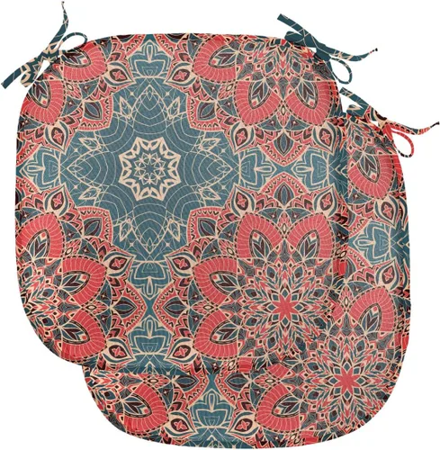 Vista 22 de Ambesonne Flamingo - Cojín de asiento para silla, diseño de fantasía exótica con elementos de vida silvestre hawaiana en colores pastel, acolchado