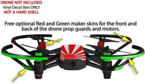 Vista 3 de Skin Wrap 2 Pack para DJI Ryze Tello Drone sol Naciente japonés bandera rojo Drone No Incluidas