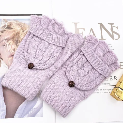 Vista 81 de Beurlike Guantes de invierno para mujer, de lana cálida, a prueba de viento, convertibles, sin dedos