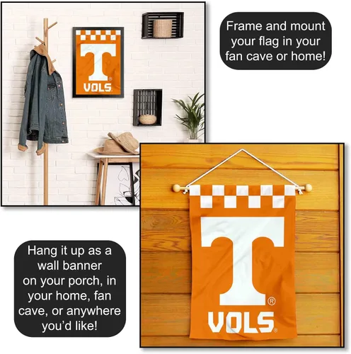 Vista 4 de College Flags & Banners Co. Bandera de jardín de tablero de ajedrez de Tennessee Volunteers