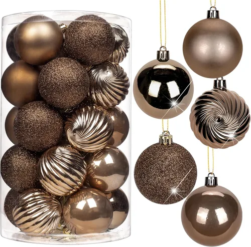 Vista 44 de Adornos de bolas de Navidad negras de 2.36 pulgadas, 25 piezas inastillables, set de adornos de Navidad, bolas de Halloween, adorno negro para árbol