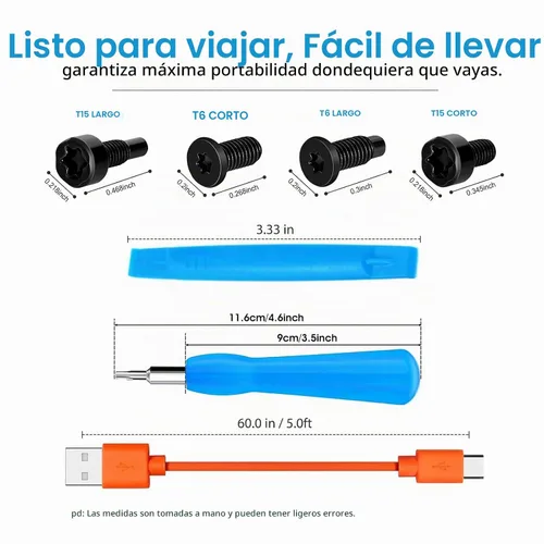 Vista 5 de Juego de puntas de destornillador Ring de repuesto azul y 20 tornillos para timbre T6 T15 y cable cargador de carga para timbre con video