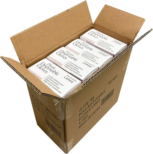 Vista 8 de KingSeal 500 guantes desechables de polietileno ligeros, sin polvo, sin látex, seguros para alimentos, tamaño grande, 1 caja de 500 guantes