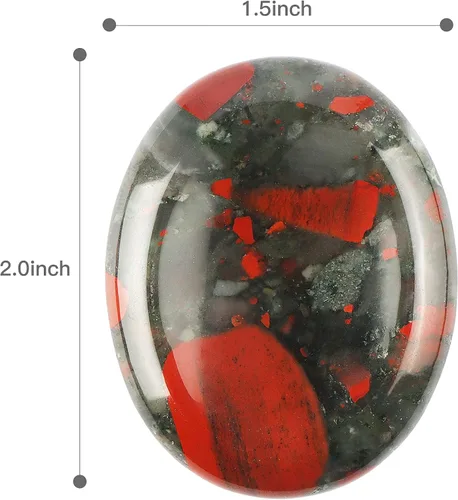 Vista 3 de Artistone Juego de 2 piedras de sangre africanas para el pulgar, piedras curativas naturales pulidas para chakras, para aliviar el estrés