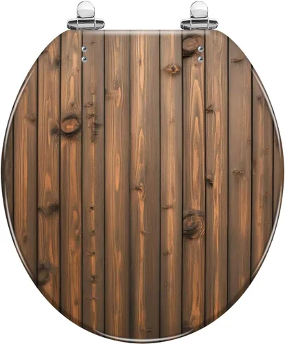 Vista 10 de Asiento de inodoro alargado con tabla de cedro, hermoso asiento de inodoro de resina de grano de madera, cierre silencioso y lento con bisagras