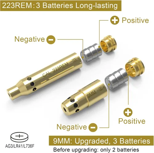Vista 3 de BoreSighter para rifle calibre 22LR/223/9MM/7.62X39MM/30-30/30-06/.25/270/243/308/7MM/ 45ACP Colt Mira telescópica para rifle Pistola Latón Punto