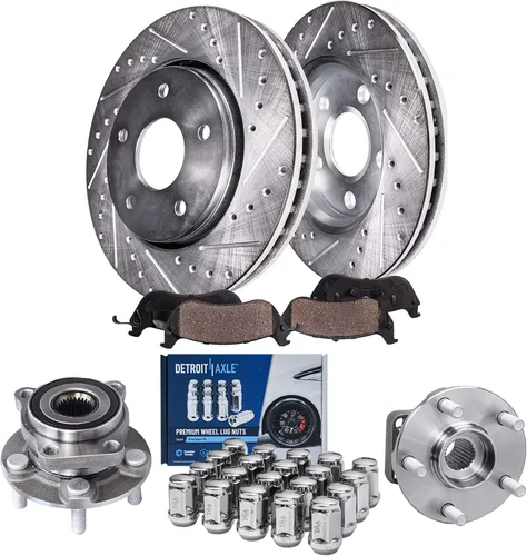 Vista 21 de Detroit Axle - 4 rotores de freno para Chevrolet Cruze 2014 2015 [modelos de motores de gas] Rotores de freno de disco perforados y ranurados