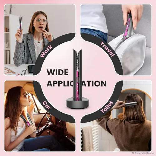 Vista 5 de Plancha plana inalámbrica, mini alisadora de pelo y rizador para sobre la marcha, tamaño de viaje portátil, tamaño de viaje, recargable USB-C