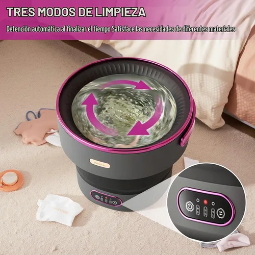 Vista 4 de Mini lavadora y secadora portátil, mini lavadora de 13 l, lavadora portátil totalmente automática, 3 modos de limpieza, lavadora plegable