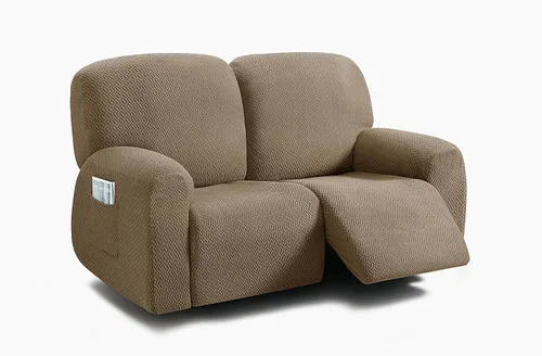 Vista 12 de ULTICOR Fundas jacquard para sofá reclinable de 8 piezas, fundas elásticas para sofá reclinable de 3 cojines, gruesas, suaves y lavables (estilo 3)