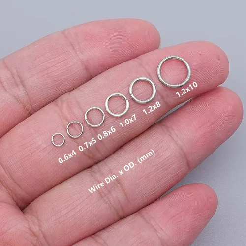 Vista 2 de Kit de anillos de salto de acero inoxidable de 0.157 in, 0.197 in, 0.236 in, 0.276 in, 0.315 in, 0.394 in, de metal, redondo, para manualidades