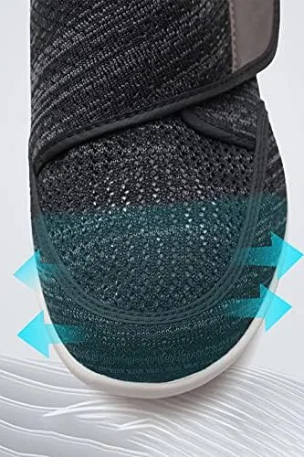 Vista 5 de Zapatos para diabéticos de ancho ancho ancho para hombre anciano, zapatos anchos para hombre, zapatos para caminar con cierre ajustable
