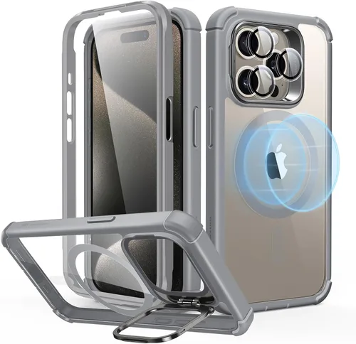 Vista 8 de ESR - Funda completa para iPhone 14 Pro Max, con soporte, MagSafe, a prueba de caídas de grado militar, protector de pantalla incorporado de vidrio